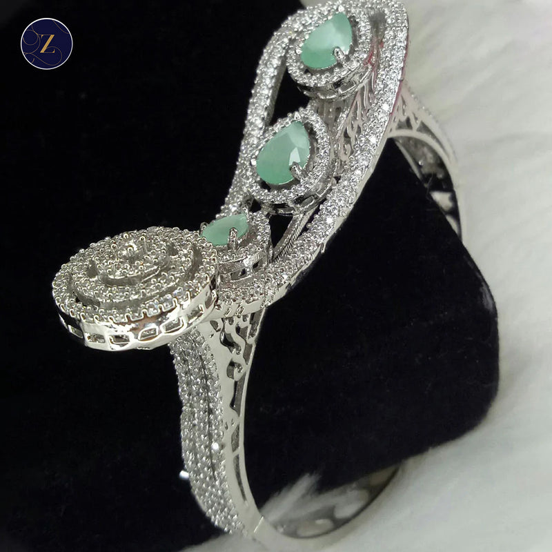 Silver Plated Mint Green CZ Cubic Zirconia Bangle