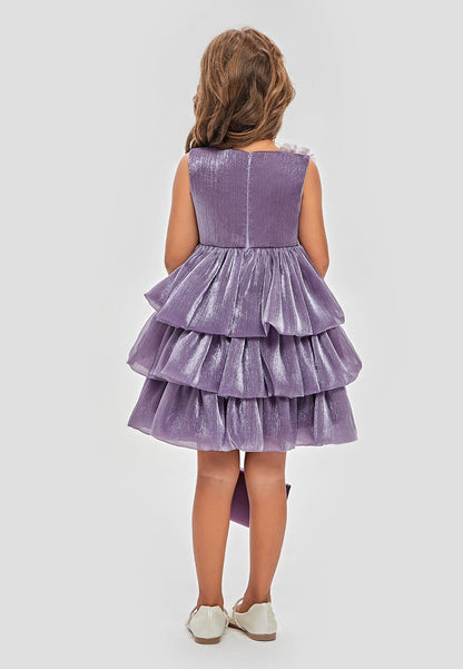 Lavender Shimmer Dress for Girls | Designer Kidswear Outfit