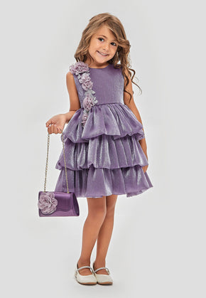 Lavender Shimmer Dress for Girls | Designer Kidswear Outfit