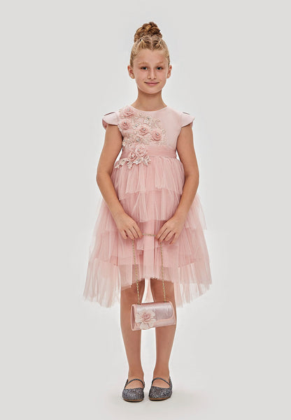 Soft Peach Embellished Dress for Girls | Stylish Occasionwear