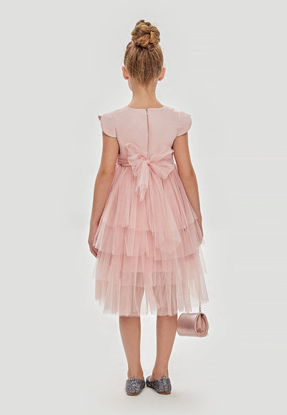 Soft Peach Embellished Dress for Girls | Stylish Occasionwear