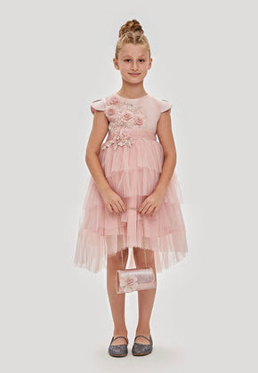 Soft Peach Embellished Dress for Girls | Stylish Occasionwear