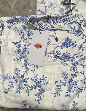 Elegant Blue Floral Viscose Silk Co-ord Set for Women