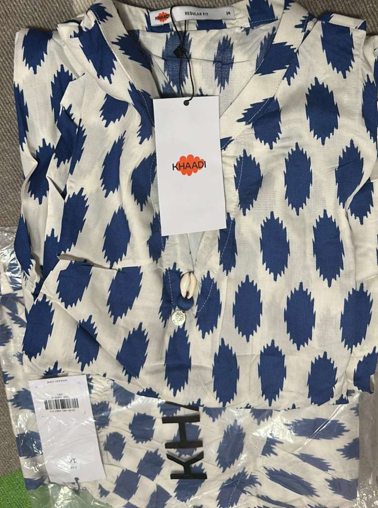Chic Blue Ikat Print Viscose Silk Co-ord Set for Women