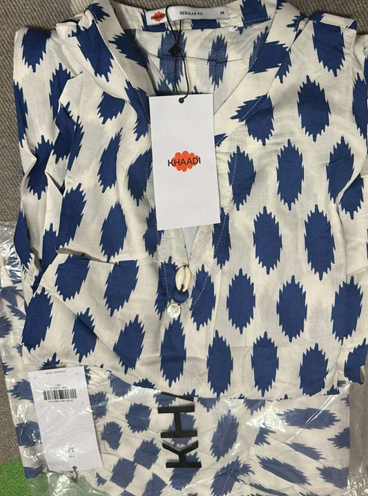 Chic Blue Ikat Print Viscose Silk Co-ord Set for Women