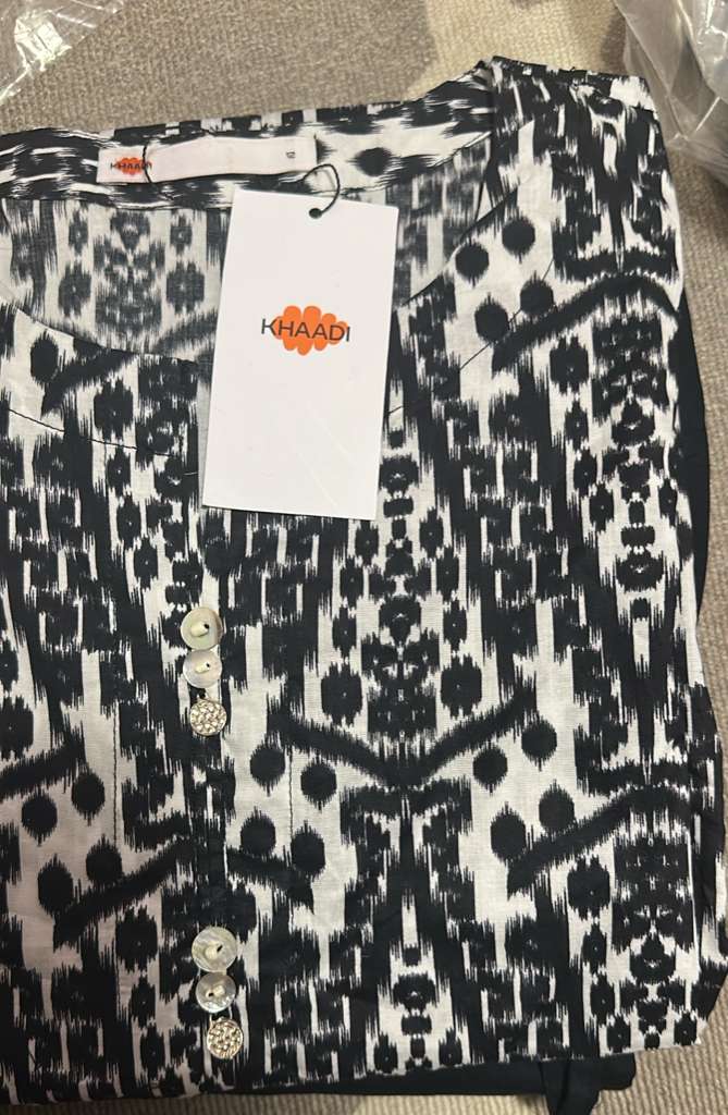 Black White Ikat Print Viscose Silk Co-ord Set Women