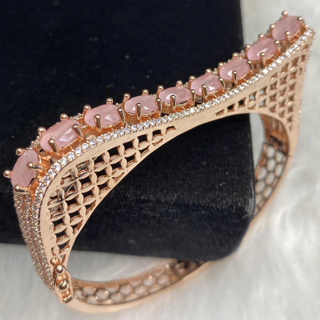 Rose Gold Plated Pink Stone Bangle